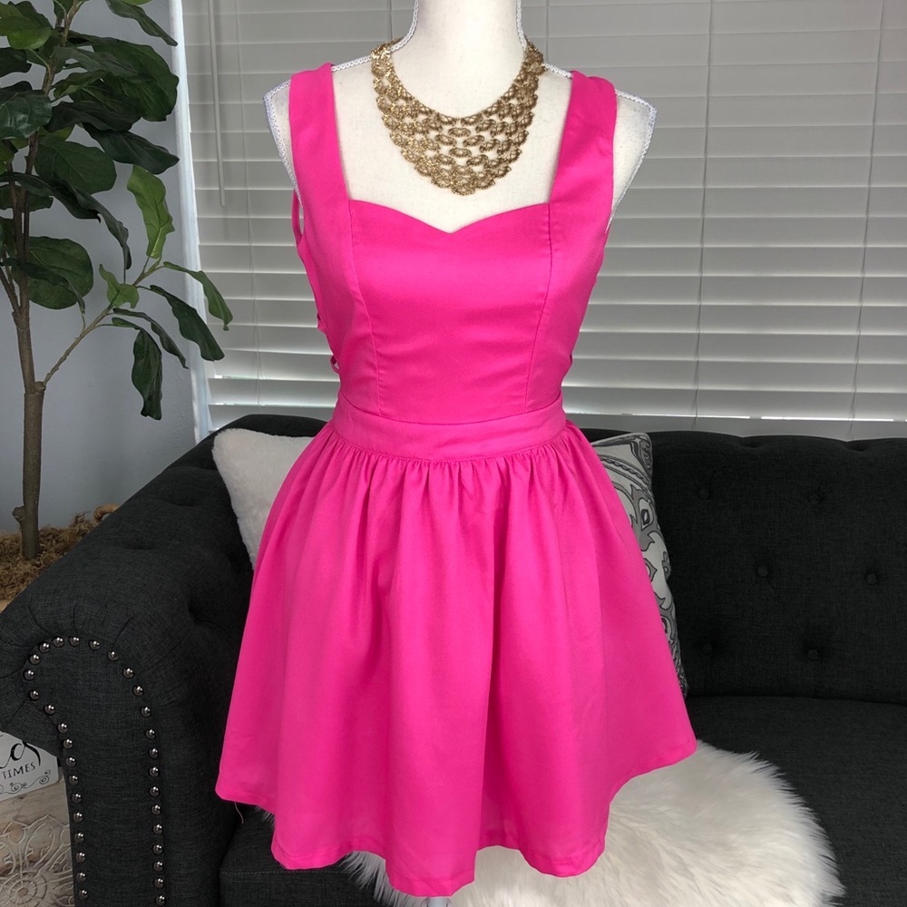 ADORABLE BUBBLE GUM PINK DRESS multi strap back